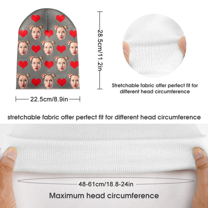 Custom Face Beanie Hat Warm Soft Knit Hat Winter Cap Gifts for Lovers