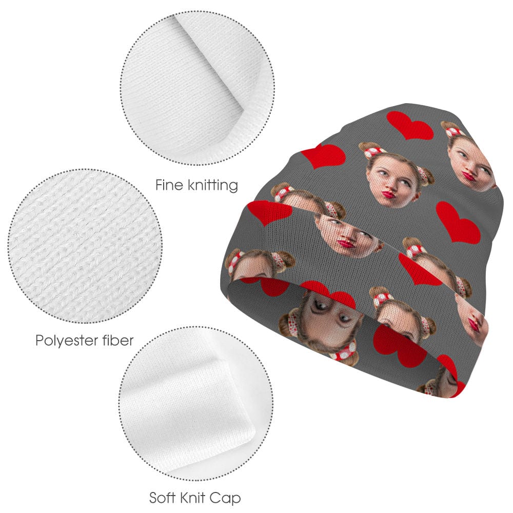 Custom Face Beanie Hat Warm Soft Knit Hat Winter Cap Gifts for Lovers