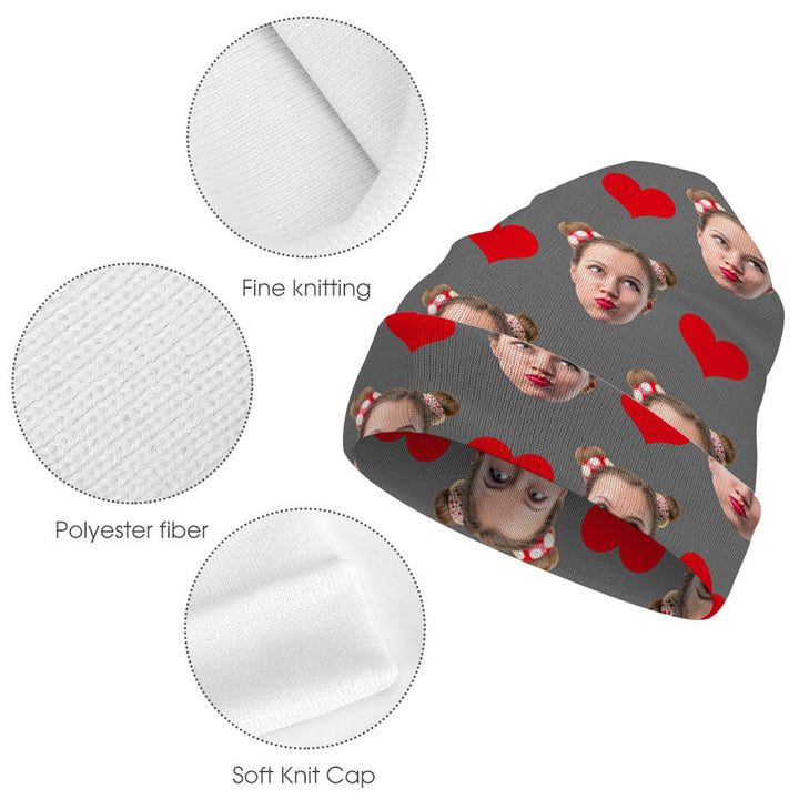 Custom Face Beanie Hat Warm Soft Knit Hat Winter Cap Gifts for Lovers