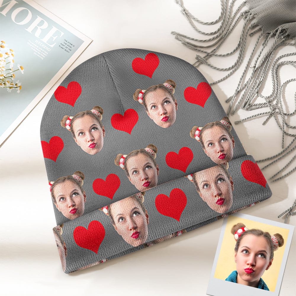 Custom Face Beanie Hat Warm Soft Knit Hat Winter Cap Gifts for Lovers