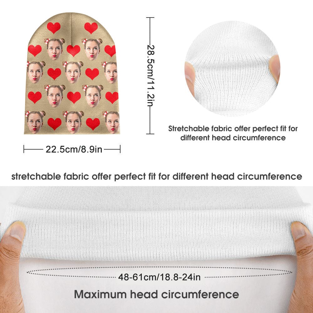 Custom Face Beanie Hat Warm Soft Knit Hat Winter Cap Gifts for Lovers