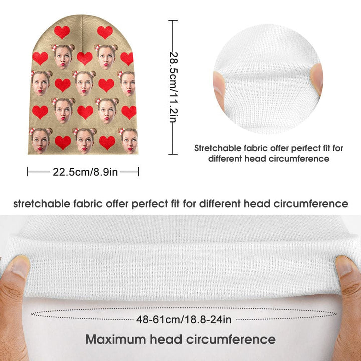 Custom Face Beanie Hat Warm Soft Knit Hat Winter Cap Gifts for Lovers