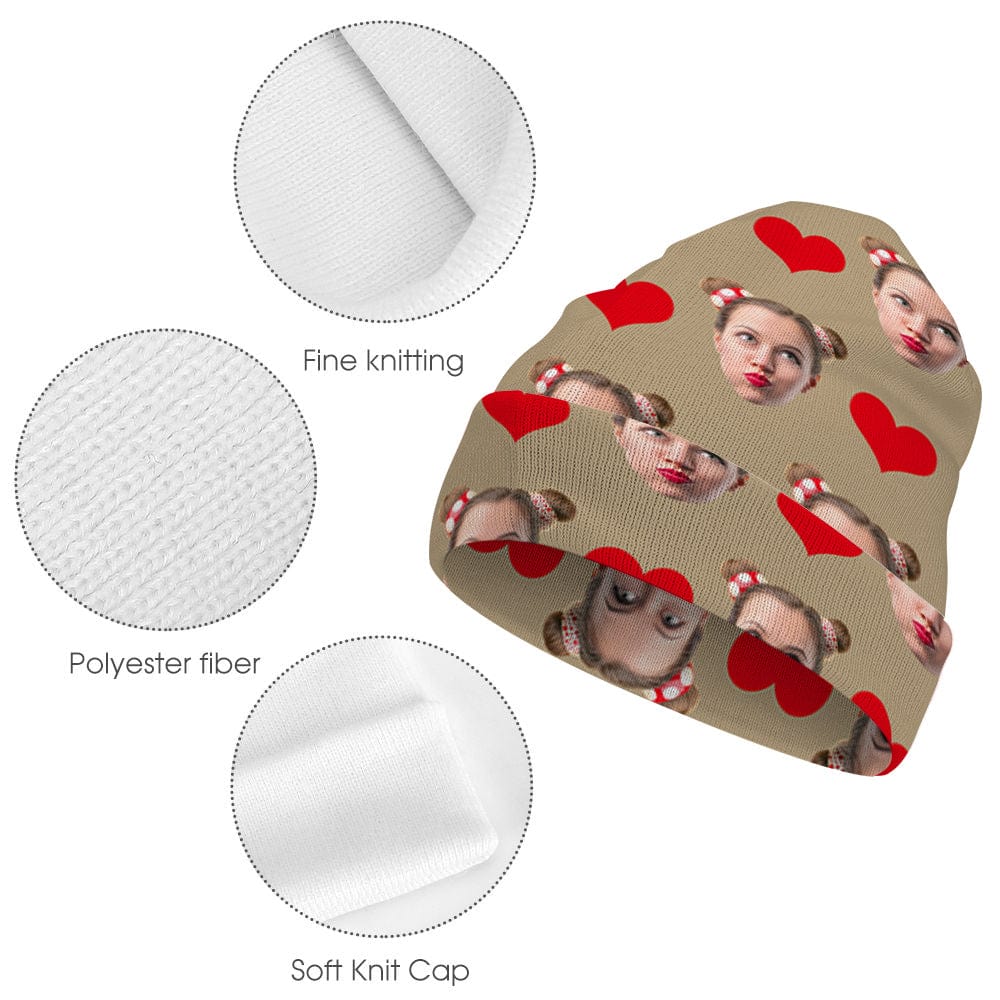 Custom Face Beanie Hat Warm Soft Knit Hat Winter Cap Gifts for Lovers