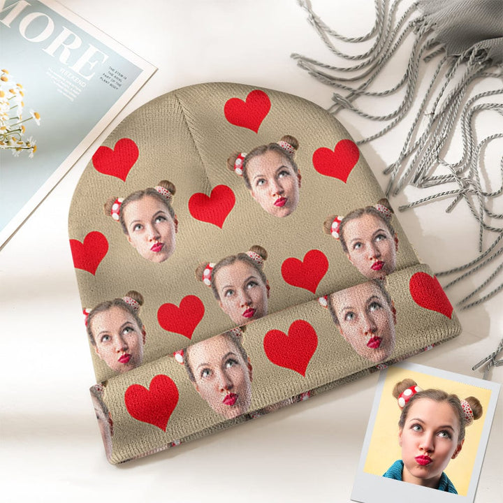 Custom Face Beanie Hat Warm Soft Knit Hat Winter Cap Gifts for Lovers