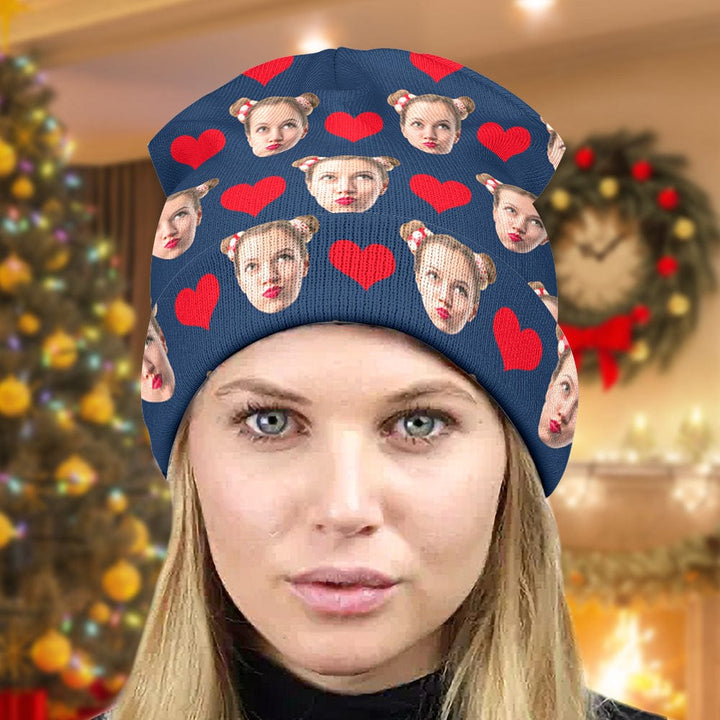 Custom Face Beanie Hat Warm Soft Knit Hat Winter Cap Gifts for Lovers