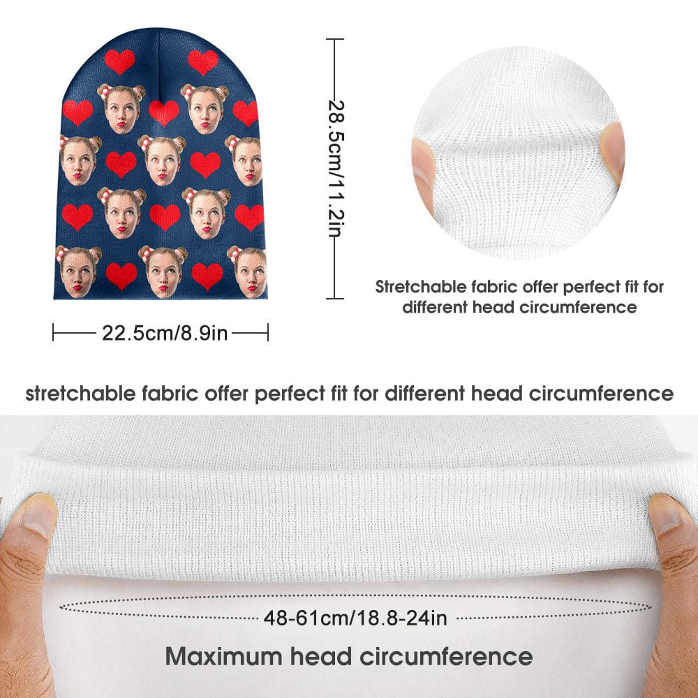 Custom Face Beanie Hat Warm Soft Knit Hat Winter Cap Gifts for Lovers
