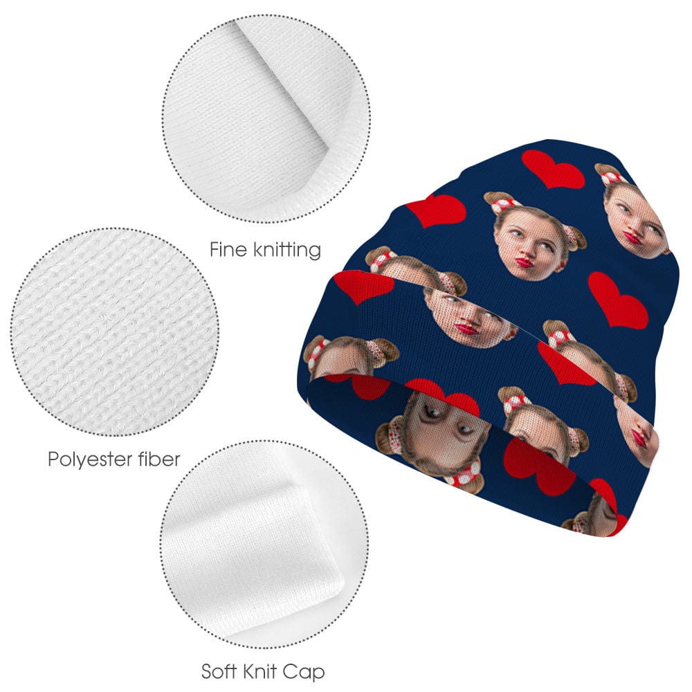 Custom Face Beanie Hat Warm Soft Knit Hat Winter Cap Gifts for Lovers