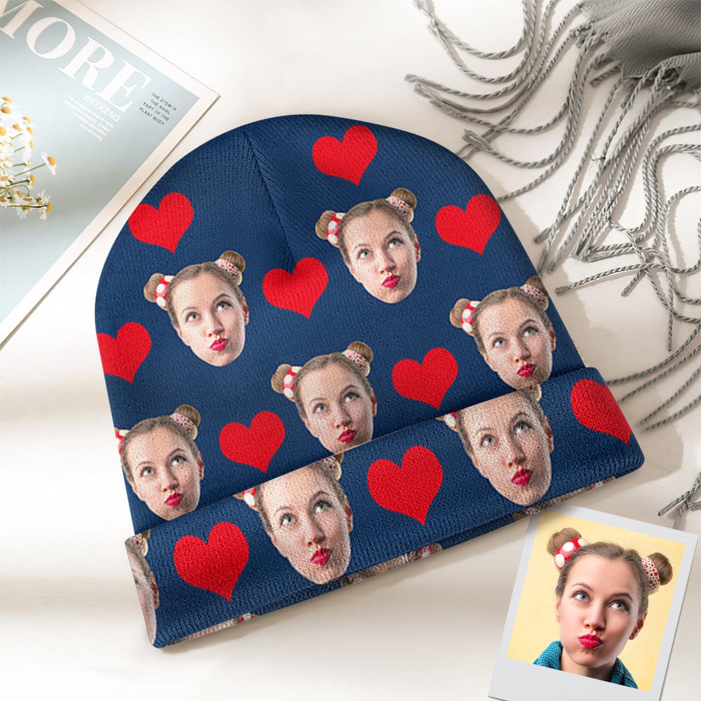 Custom Face Beanie Hat Warm Soft Knit Hat Winter Cap Gifts for Lovers