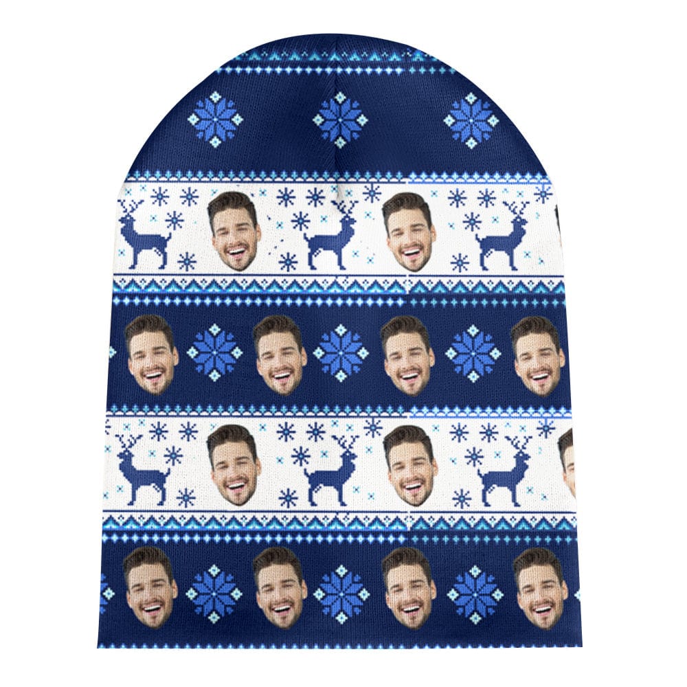 Custom Face Beanie Hat Warm Soft Knit Hat Winter Cap for Christmas Gift
