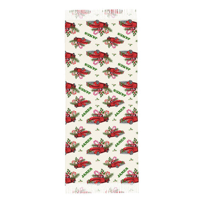 Personalised Christmas Scarf Custom Name Fringe Scarf