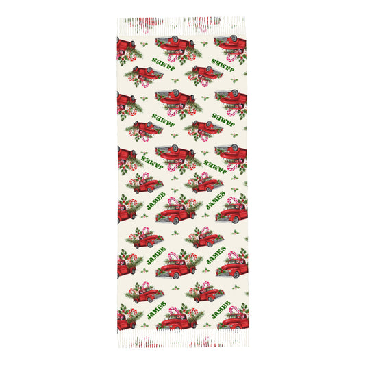 Personalised Christmas Scarf Custom Name Fringe Scarf