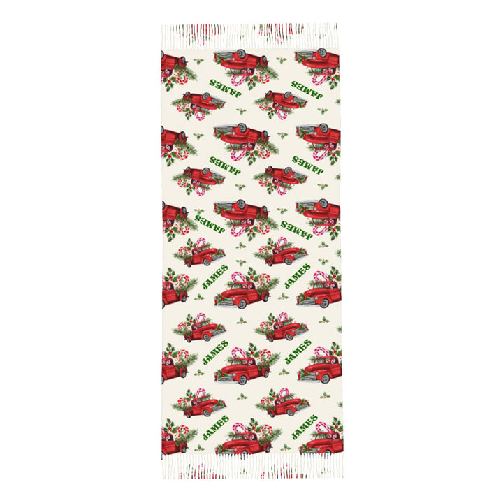 Personalised Christmas Scarf Custom Name Fringe Scarf