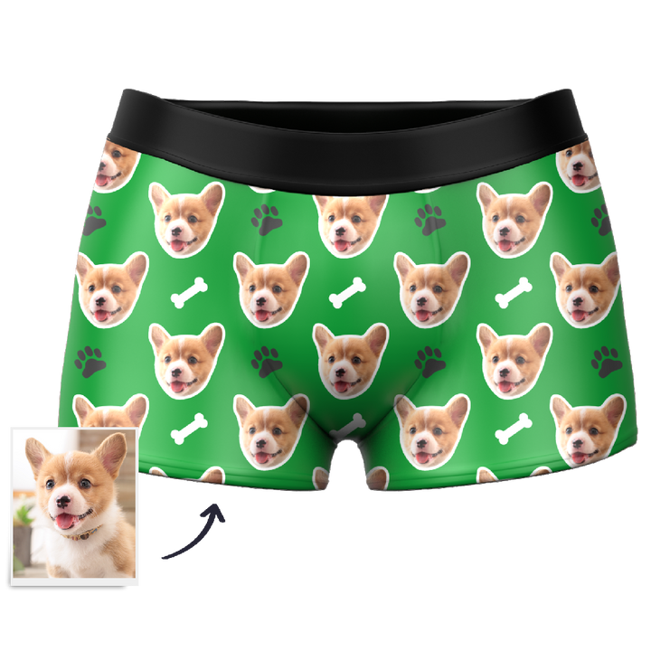Custom Dog Face Boxers Personalized Men's Underwear with Preview