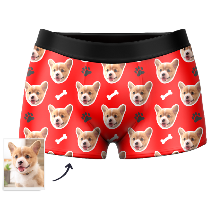 Custom Dog Face Boxers Personalized Men's Underwear with Preview