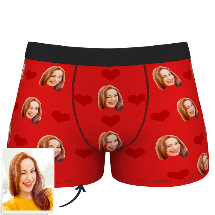 Custom Photo Boxer Men's, Heart Face Underwear - Men
