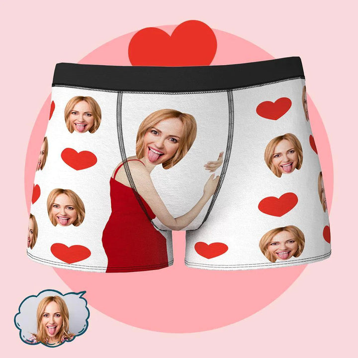 Personalize Face Boxer Love Heart Underwear Custom Funny Underwear Anniversary Gift For Him