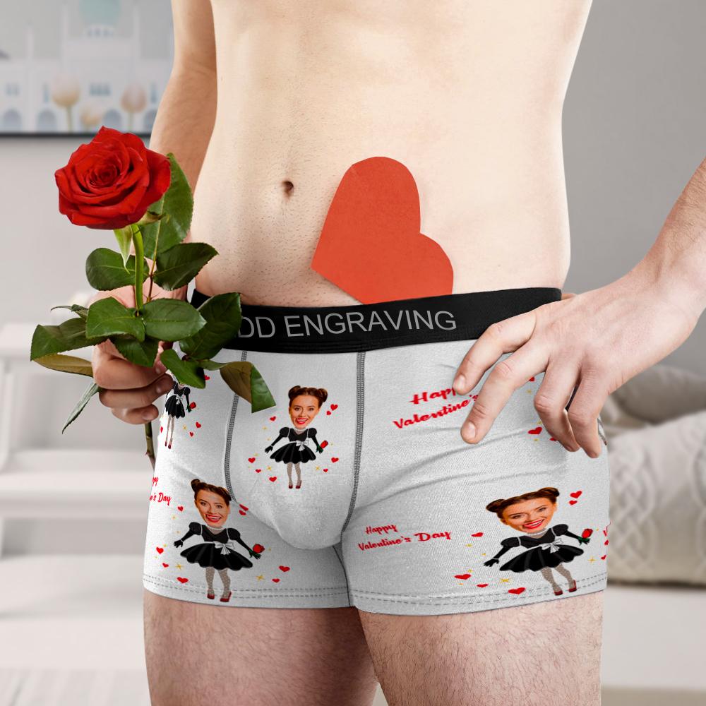 Custom Photo Boxer Men's Heart Face Underwear Couple Gifts AR View