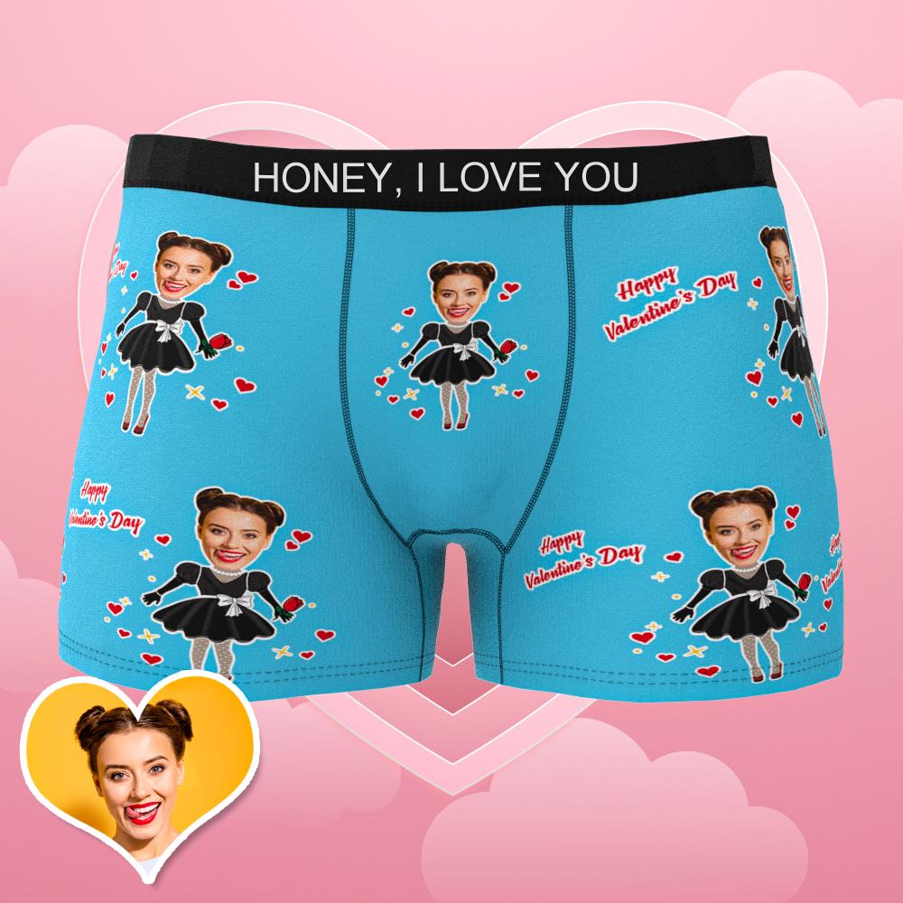 Custom Photo Boxer Men's Heart Face Underwear Couple Gifts AR View