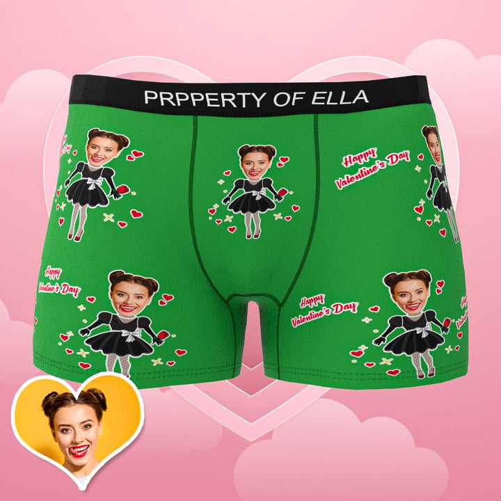 Custom Photo Boxer Men's Heart Face Underwear Couple Gifts AR View