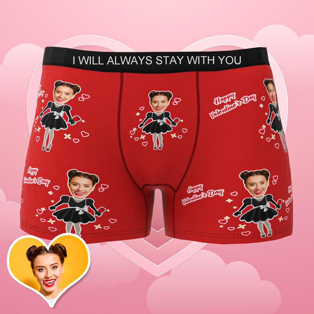 Custom Photo Boxer Men's Heart Face Underwear Couple Gifts AR View