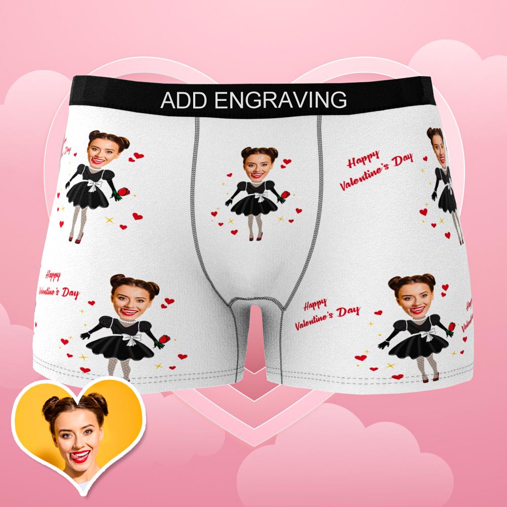 Custom Photo Boxer Men's Heart Face Underwear Couple Gifts AR View