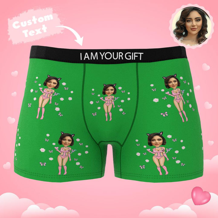 Custom Photo Boxer Catwoman Underwear Men's Underwear Gift For Boyfriend AR View Valentine's Day Gift