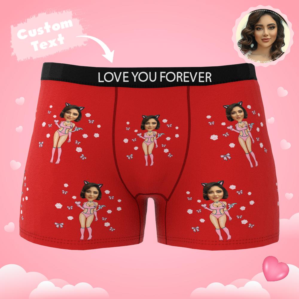 Custom Photo Boxer Catwoman Underwear Men's Underwear Gift For Boyfriend AR View Valentine's Day Gift
