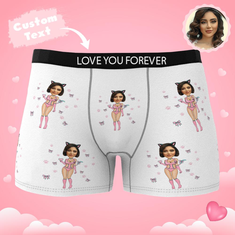 Custom Photo Boxer Catwoman Underwear Men's Underwear Gift For Boyfriend AR View Valentine's Day Gift