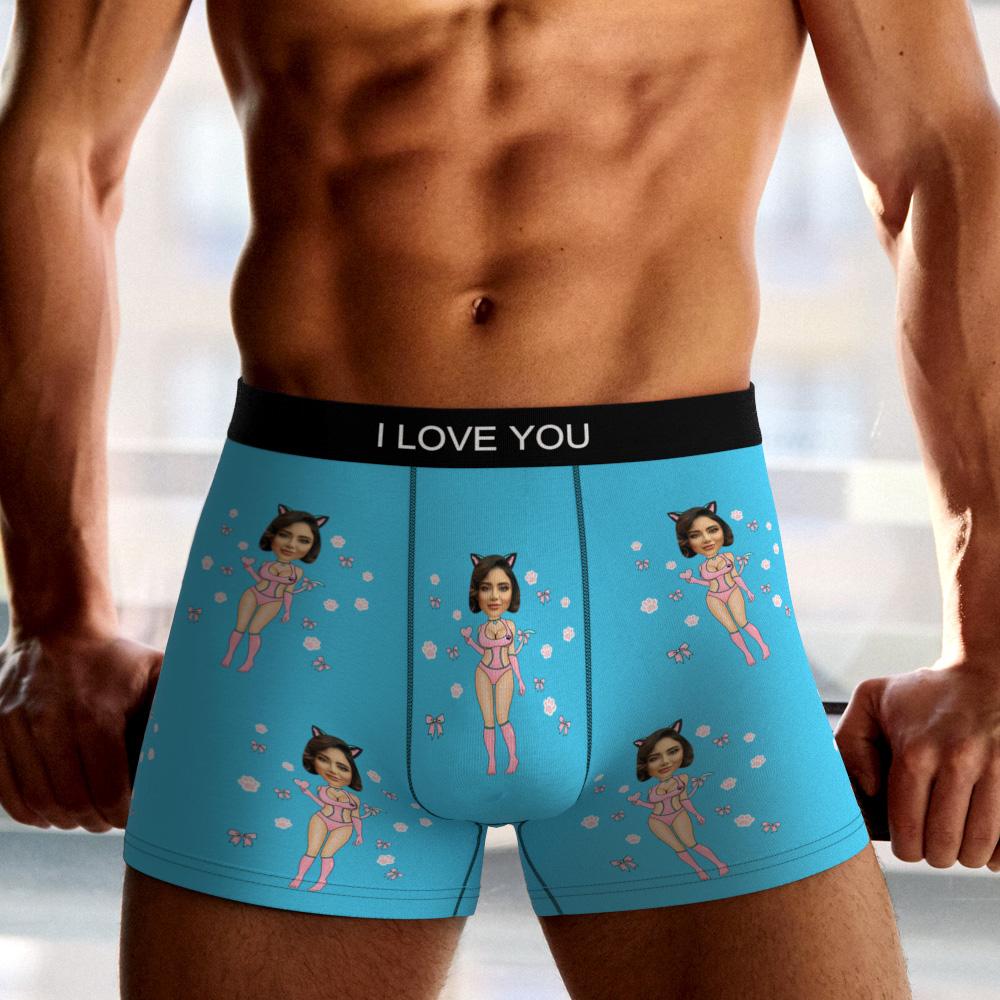 Custom Photo Boxer Catwoman Underwear Men's Underwear Gift For Boyfriend AR View Valentine's Day Gift