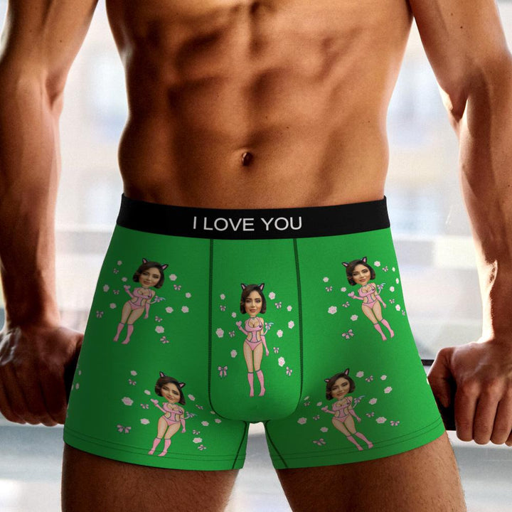 Custom Photo Boxer Catwoman Underwear Men's Underwear Gift For Boyfriend AR View Valentine's Day Gift