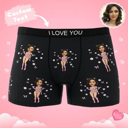 Custom Photo Boxer Catwoman Underwear Men's Underwear Gift For Boyfriend AR View Valentine's Day Gift