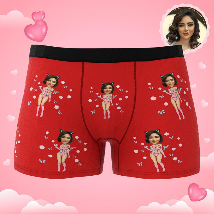 Custom Photo Boxer Catwoman Underwear Men's Underwear Gift For Boyfriend AR View Valentine's Day Gift