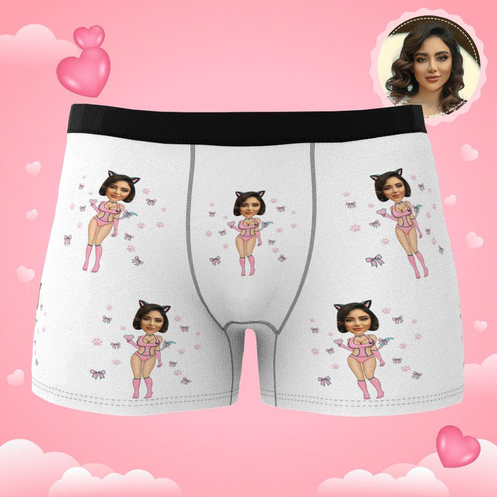 Custom Photo Boxer Catwoman Underwear Men's Underwear Gift For Boyfriend AR View Valentine's Day Gift
