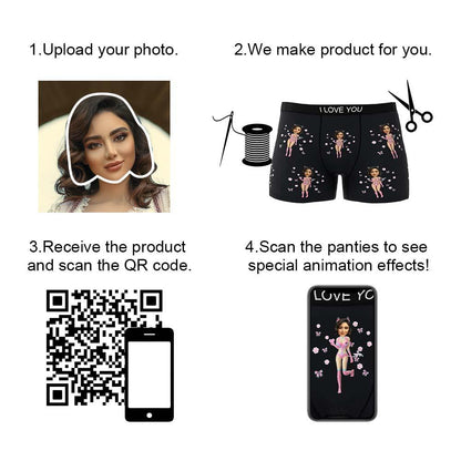 Custom Photo Boxer Catwoman Underwear Men's Underwear Gift For Boyfriend AR View Valentine's Day Gift