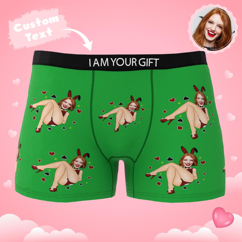 Custom Photo Boxer Bunny Girl Underwear Men's Underwear Gift For Boyfriend AR View Valentine's Day Gift