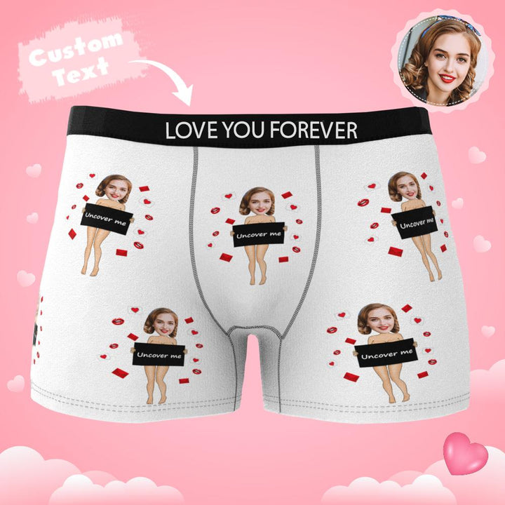 Custom Photo Boxer Uncover Me Underwear Men's Underwear Gift For Boyfriend AR View Valentine's Day Gift