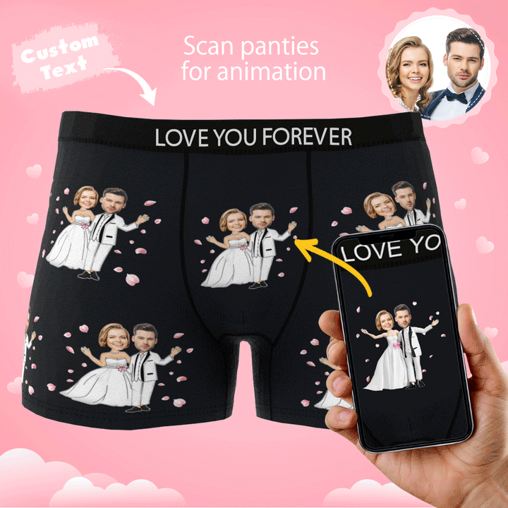 Custom Photo Boxer Double Wedding Underwear Men's Underwear Gift For Boyfriend AR View
