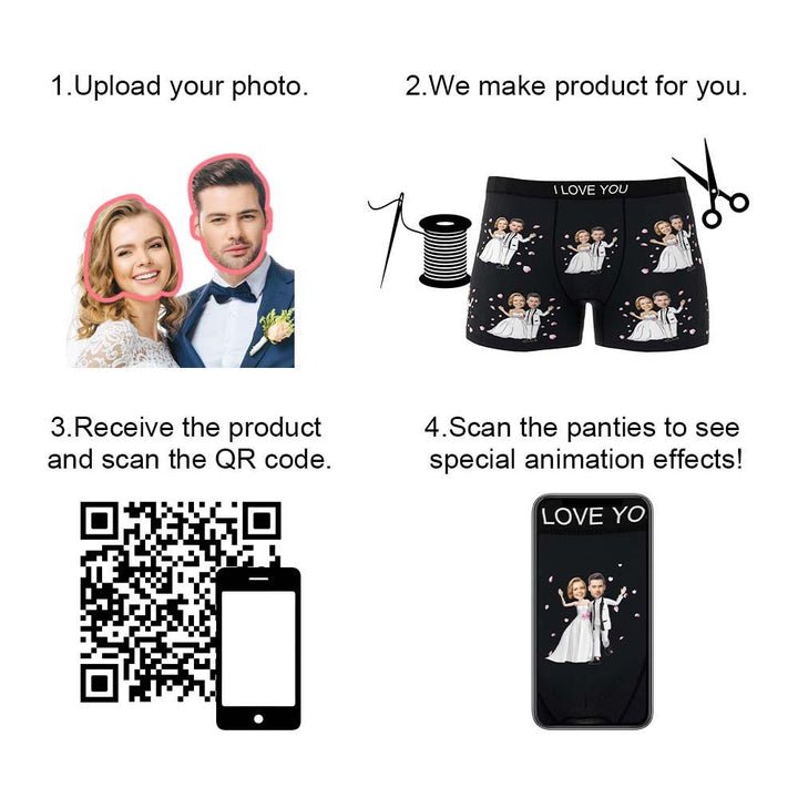 Custom Photo Boxer Double Wedding Underwear Men's Underwear Gift For Boyfriend AR View