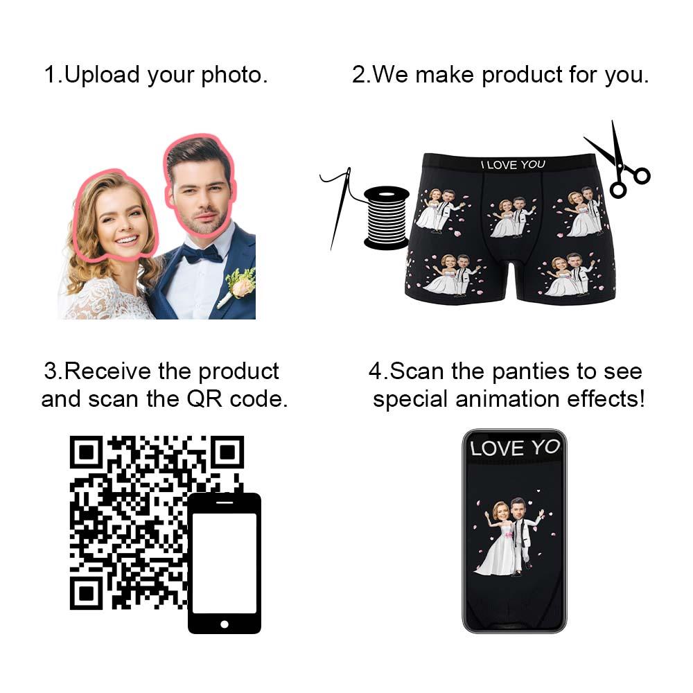 Custom Photo Boxer Double Wedding Underwear Men's Underwear Gift For Boyfriend AR View