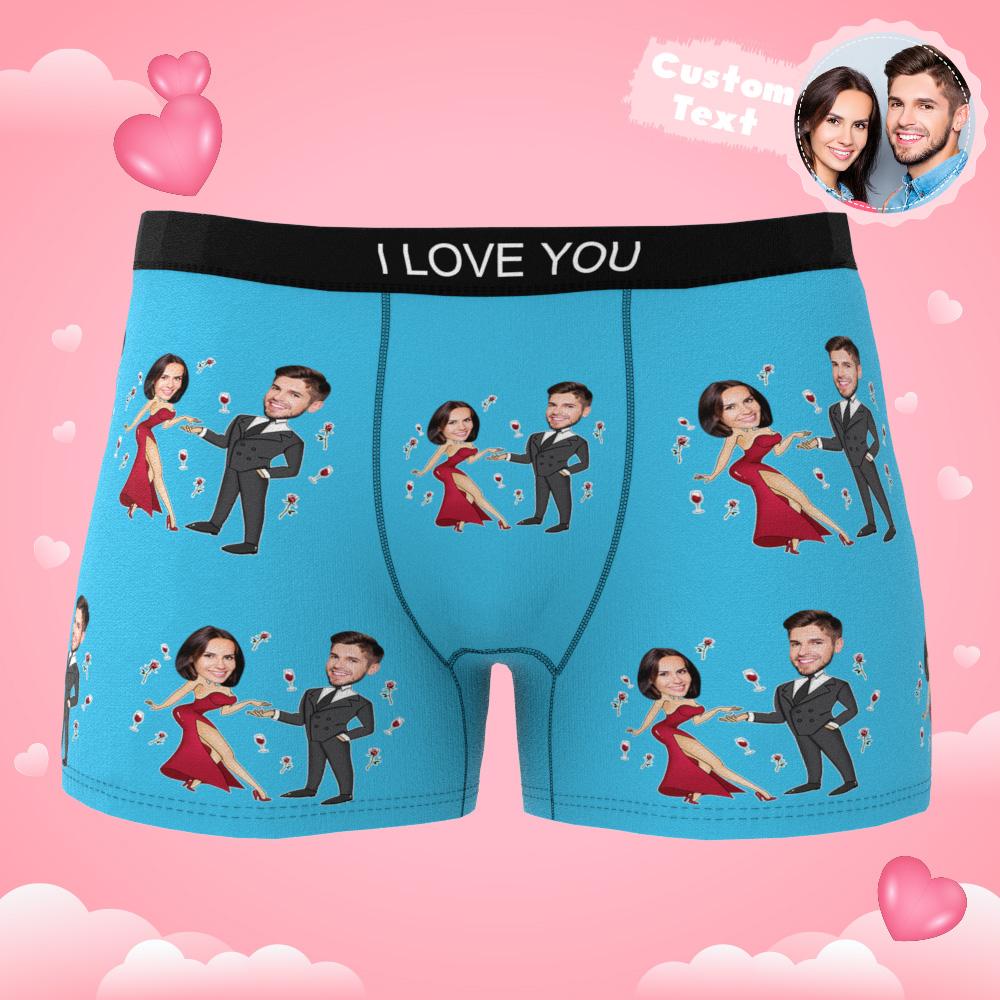 Custom Face Boxer Briefs Dancing Couple Men's Underwear AR View