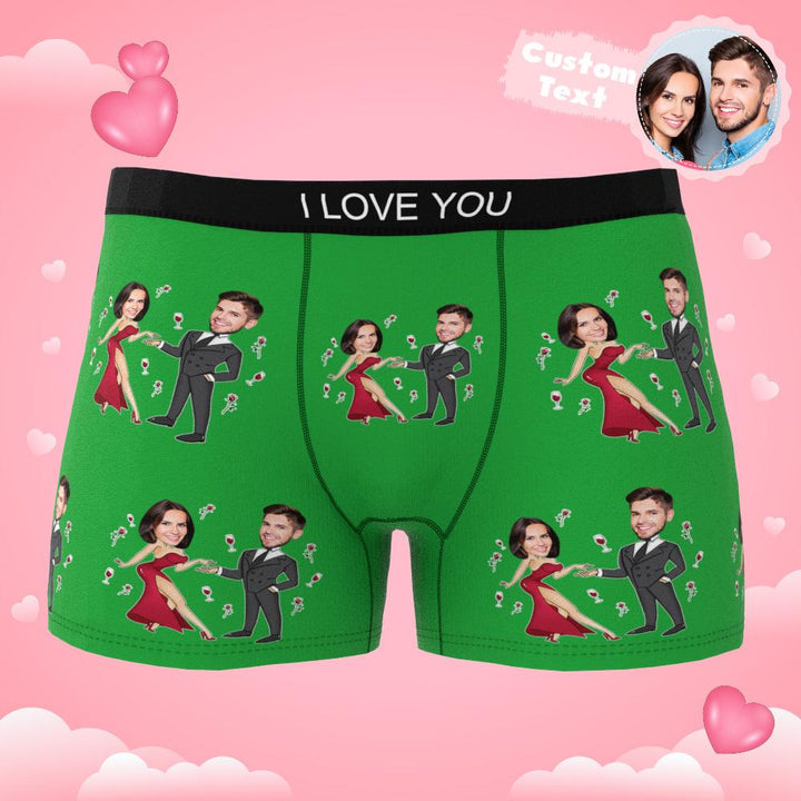 Custom Face Boxer Briefs Dancing Couple Men's Underwear AR View