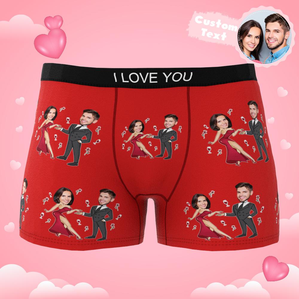 Custom Face Boxer Briefs Dancing Couple Men's Underwear AR View
