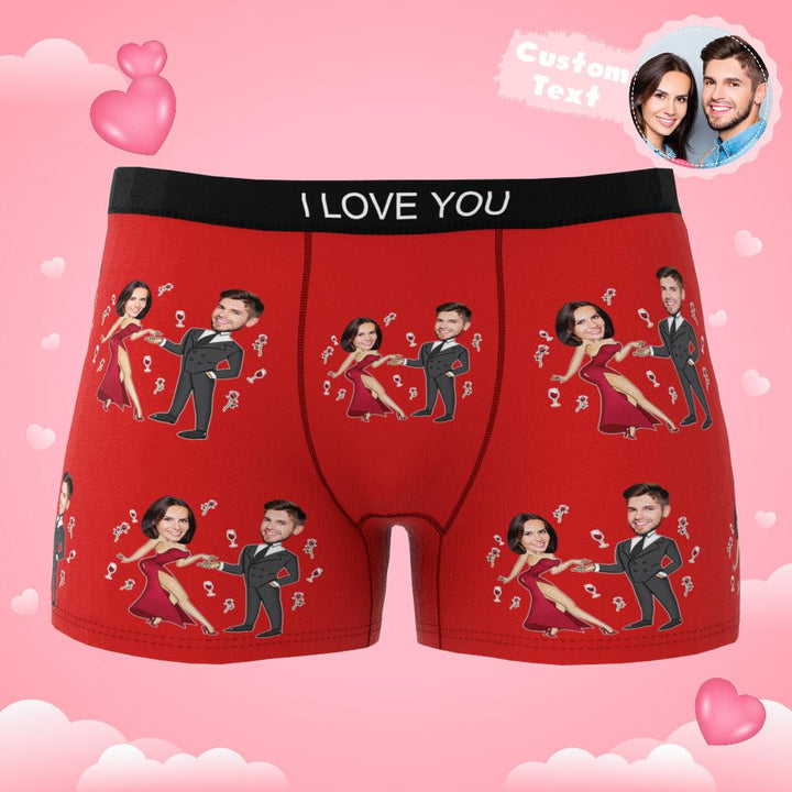 Custom Face Boxer Briefs Dancing Couple Men's Underwear AR View