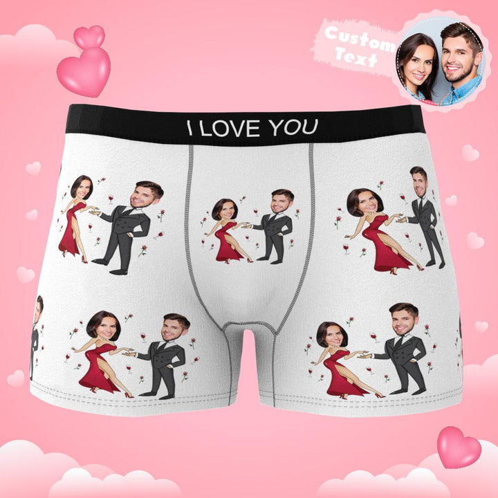 Custom Face Boxer Briefs Dancing Couple Men's Underwear AR View