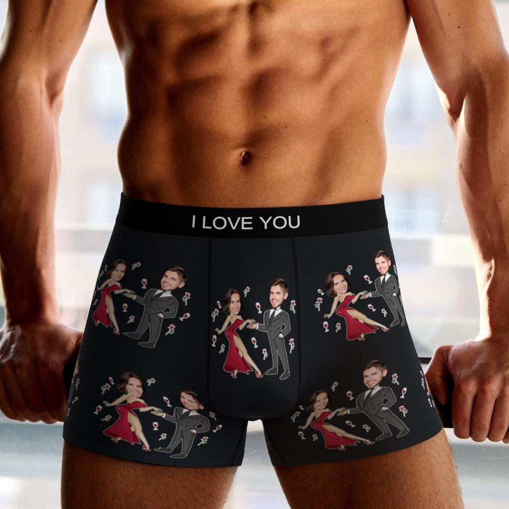 Custom Face Boxer Briefs Dancing Couple Men's Underwear AR View