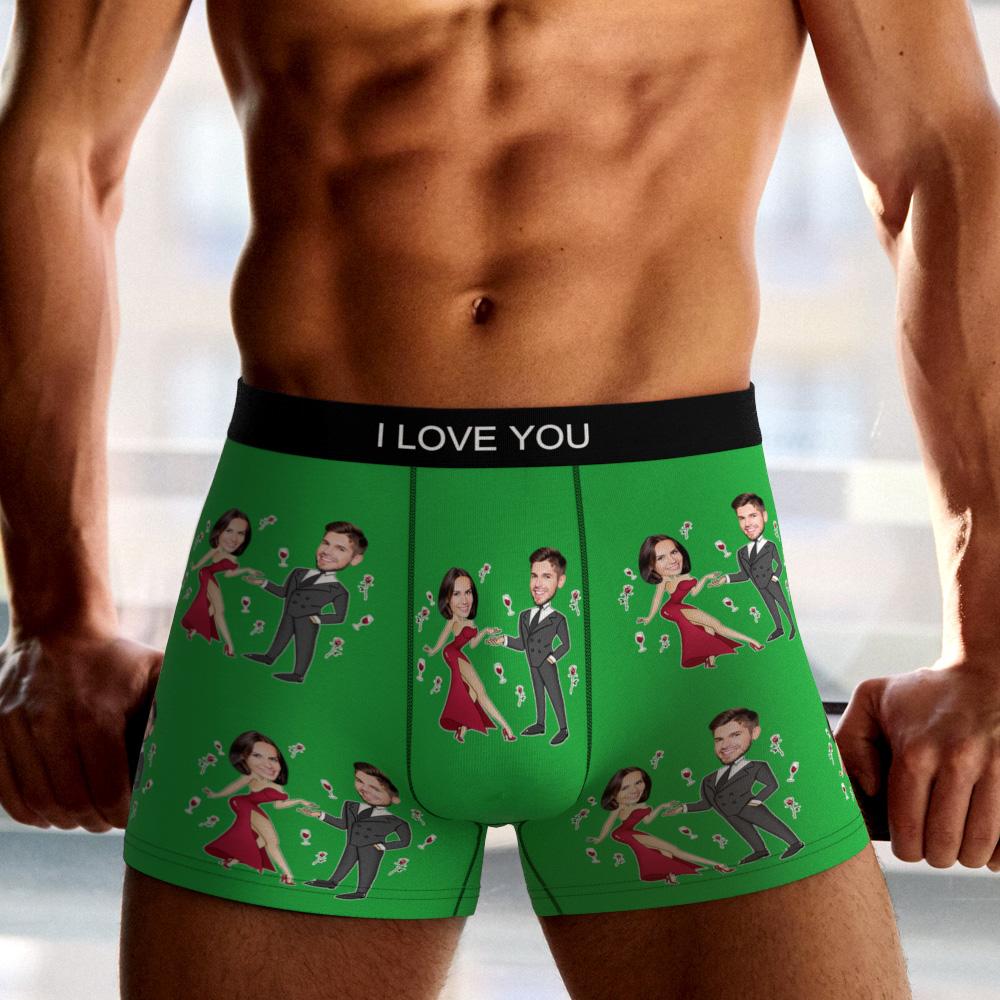 Custom Face Boxer Briefs Dancing Couple Men's Underwear AR View