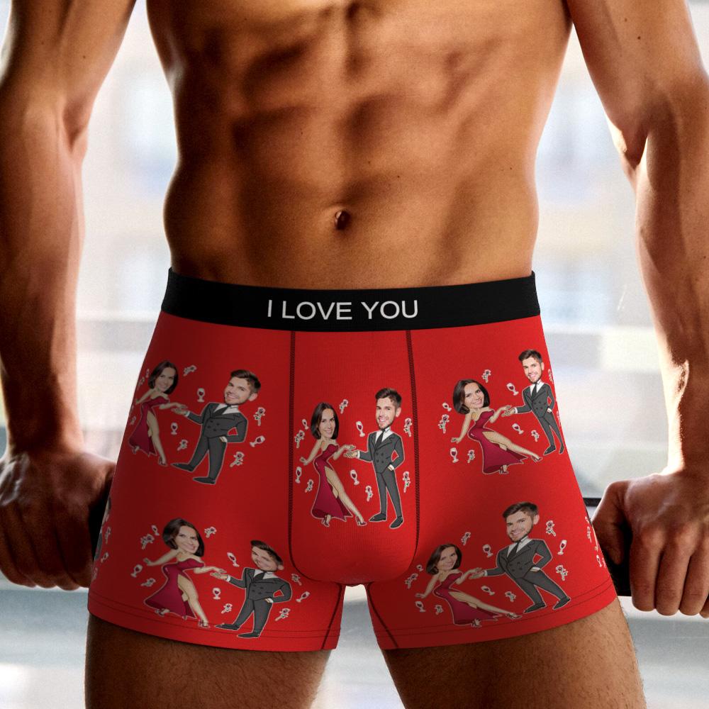 Custom Face Boxer Briefs Dancing Couple Men's Underwear AR View