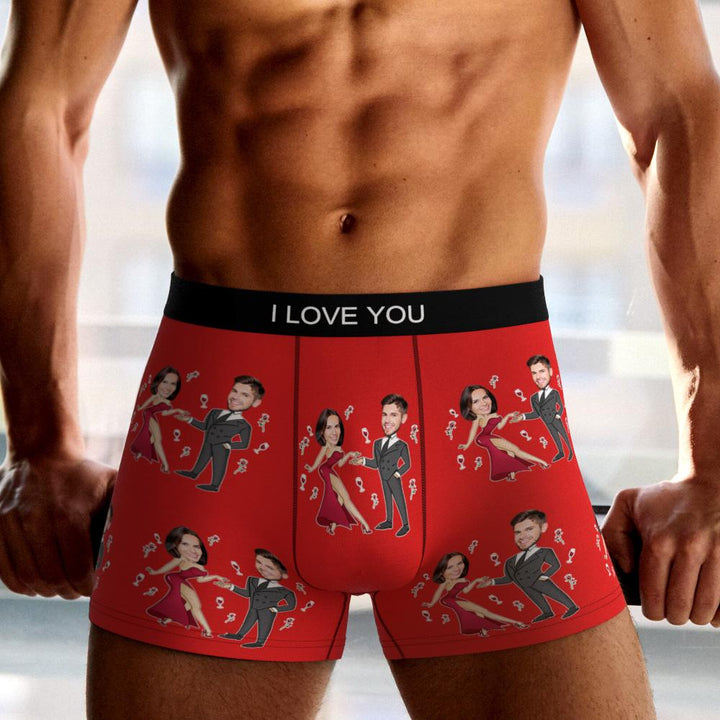 Custom Face Boxer Briefs Dancing Couple Men's Underwear AR View