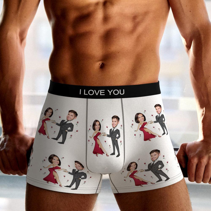 Custom Face Boxer Briefs Dancing Couple Men's Underwear AR View