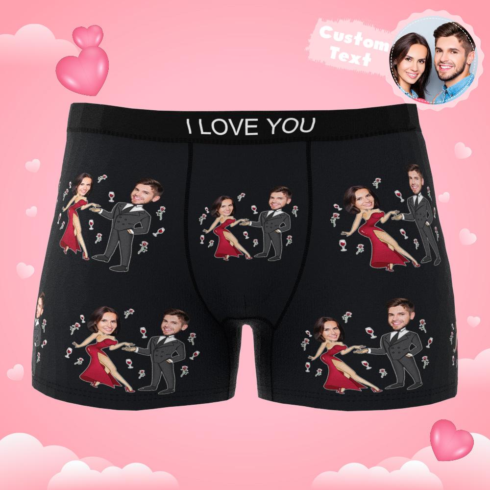 Custom Face Boxer Briefs Dancing Couple Men's Underwear AR View